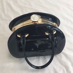 faux paten leather bag with shoulder straps